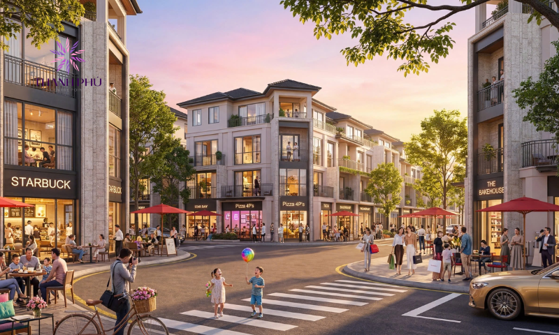 Phố thương mại sầm uất giữa lòng đô thị hiện đại.